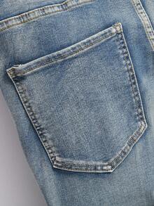 Manfinity Homme Jeans casuales de mezclilla ajustados y rotos con bolsillos para hombres - Lavado ligero - Ver 6