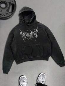 Sport MetroGents 男士休闲水洗印花连帽运动衫