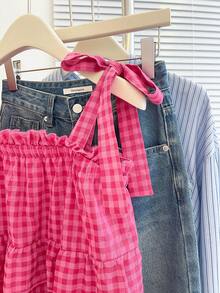 INAWLY New Autumn Cute Ruffle Hem Dress For Women - Hot Pink - View 8