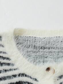 Elenzga كارديجان قصير مخطط فرائي للنساء، خريف/شتاء