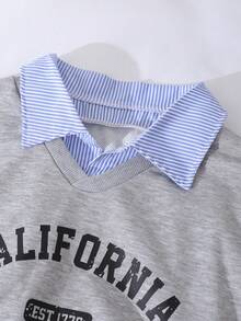 青少年女孩学院风马球领运动衫 + 百褶迷你裙两件套 - 灰色 - 查看 4