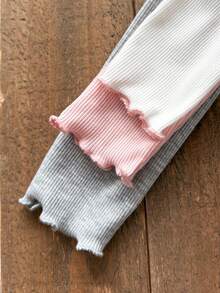 SHEIN 3 件套年轻女孩立领生菜边针织面料 T 恤，百搭，非常适合秋冬季休闲日常穿着和学校日常穿着 - 彩色 - 查看 11