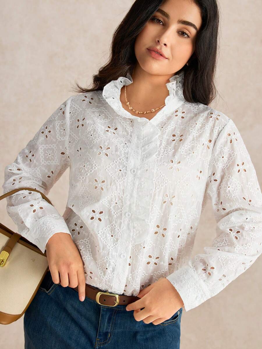 EMERY ROSE Plus Size Women's Fashion 2025 White Autumn Elegant Party ...