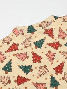 EMERY ROSE Pullover in Große Größen für Frauen mit Weihnachtsbaum Muster - Aprikosenfarben - Übersicht 9