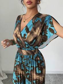 Elenzga Women's Elegant Floral Print Pleated Jumpsuit For Commuting - Multicolor - View 6