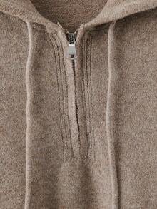 Linhara 加大码两件套针织套装，领口撞色边套头衫和休闲直筒裤，适合万圣节、圣诞节、返校季、复古欢乐季、休闲、女士办公室穿着 - 卡其色 - 查看 5