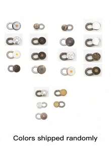 2pcs Random Button Extender For Pants Jeans Free Sewing Adjustable Retractable Waist Extenders Metal Buttons Waistband Expander