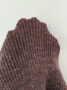 Elenzga Cárdigan de punto de manga larga, elegante y cómodo para mujer, con cuello vuelto, parche de encaje y ajuste regular, para otoño/invierno - Café integral - Ver 7