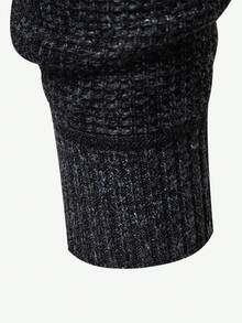 Manfinity Homme Men's Casual Everyday Commute Quilted Faux Leather Yoke Zip-Up Hooded Warm Cardigan, Autumn/Winter