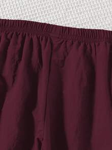 SHEIN Tween Girls' Sporty Casual Striped Elastic Waist Pants - Burgundy - View 4