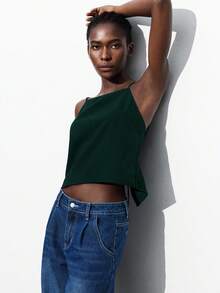 Maija 新款可调节后背吊带背心，优雅别致，春夏圣帕特里克节女装，复活节夏季派对上衣，海滩夏季假日海滩度假夏季外出毕业季 - 墨綠色 - 查看 5