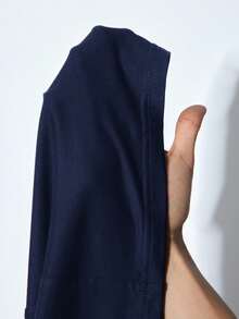 Maija 2025秋冬新款海军蓝不对称肩部褶皱修身中长连衣裙，现代优雅都市浪漫端庄精致复古风格，适合婚礼嘉宾、生日、万圣节、商务休闲、约会、派对、新年、圣诞节 - 藏蓝色 - 查看 11