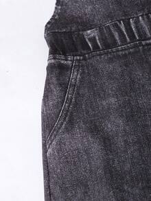 Tween Girls' Knit Star Print Overalls, Fashionable For Back To School, Personalized Outfit, Suitable For Spring, Summer, Autumn