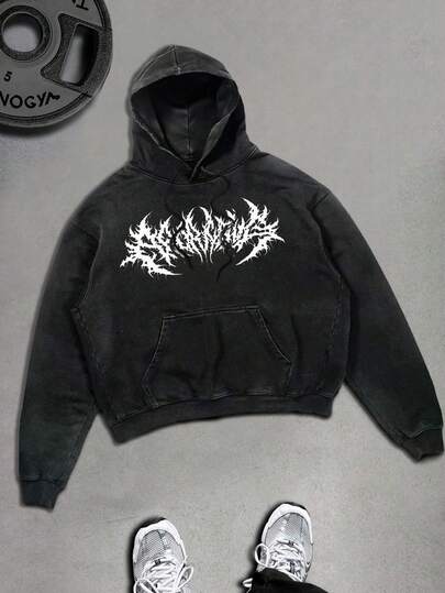 Sport MetroGents Męska bluza z kapturem i nadrukiem w kontrastowym kolorze