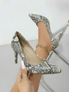 Zapatos de tacón alto para mujer estilo británico material tela de cuadros ajuste ceñido punta fina sin mangas primavera otoño oficina fiesta - Blanco - Ver 1