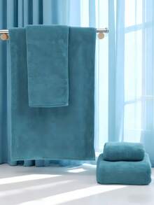 QIBHI 1/2/3PCS Towel Set: Ultra Soft & Highly Absorbent Bath, Hand, And Face Towels In Solid Colors. Perfect For Bathroom, Pool, Gym, Travel, And Home Salon Use. Ideal For Back To School Essentials, Spa Quality, Quick-Dry & Lightweight. Great As Guest Towels, Beach Towel, Fitness Towel. Bleach-Friendly For Everyday Luxury - Lake Blue - View 8