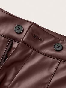 Franclia 女式纯色百褶休闲时尚百搭短裤 - 乾枯玫瑰色 - 查看 5