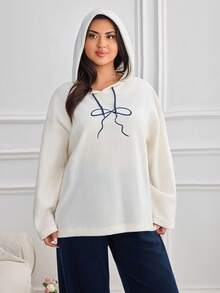 EURMUSE Contrast Drawstring Lounge Set – Cozy Long Sleeve Hoodie & Relaxed Fit Pants, Minimalist Two Pieces Loungewear - Navy Blue - View 6