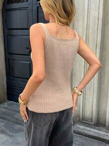 Chiquease Women's Autumn/Winter Sleeveless Vest With Lining, Simple And Fashionable - Apricot - View 2