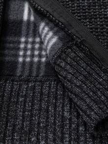 Manfinity Homme Men's Casual Everyday Commute Quilted Faux Leather Yoke Zip-Up Hooded Warm Cardigan, Autumn/Winter