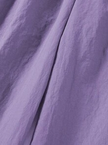 SHEIN 青少年女孩休闲运动风格松紧腰撞色条纹侧边宽松阔腿裤 - 紫色 - 查看 4