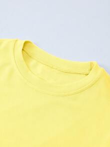 INAWLY 女士休闲黄色长袖修身圆领 T 恤 - 黃色 - 查看 4