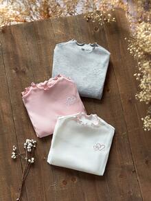 SHEIN 3 件套年轻女孩立领生菜边针织面料 T 恤，百搭，非常适合秋冬季休闲日常穿着和学校日常穿着 - 彩色 - 查看 10