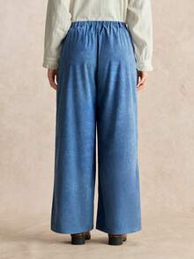 EMERY ROSE Plus Size Corduroy Real Pockets Straight Leg Casual Pants, Elegant For Outings, Commuting, Dates, And Gatherings