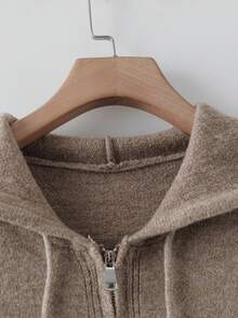 Linhara 加大码两件套针织套装，领口撞色边套头衫和休闲直筒裤，适合万圣节、圣诞节、返校季、复古欢乐季、休闲、女士办公室穿着 - 卡其色 - 查看 3