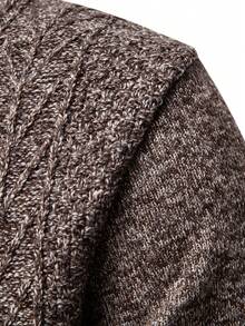 Manfinity Mode 男士格子长袖开衫，带保暖内衬，秋冬季 - 咖啡棕 - 查看 4