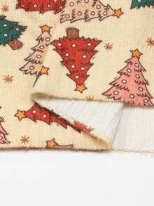 EMERY ROSE Pullover in Große Größen für Frauen mit Weihnachtsbaum Muster - Aprikosenfarben - Übersicht 6