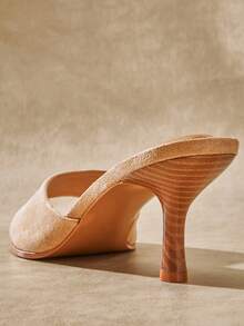 SHUZIA Women's Fashionable Faux Suede Heeled Sandals - Beige - View 3