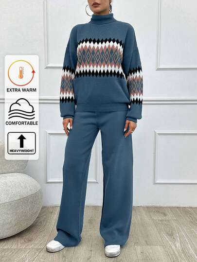 SHEIN Tall 2 pezzi Neck Nater alto geometrico da donna