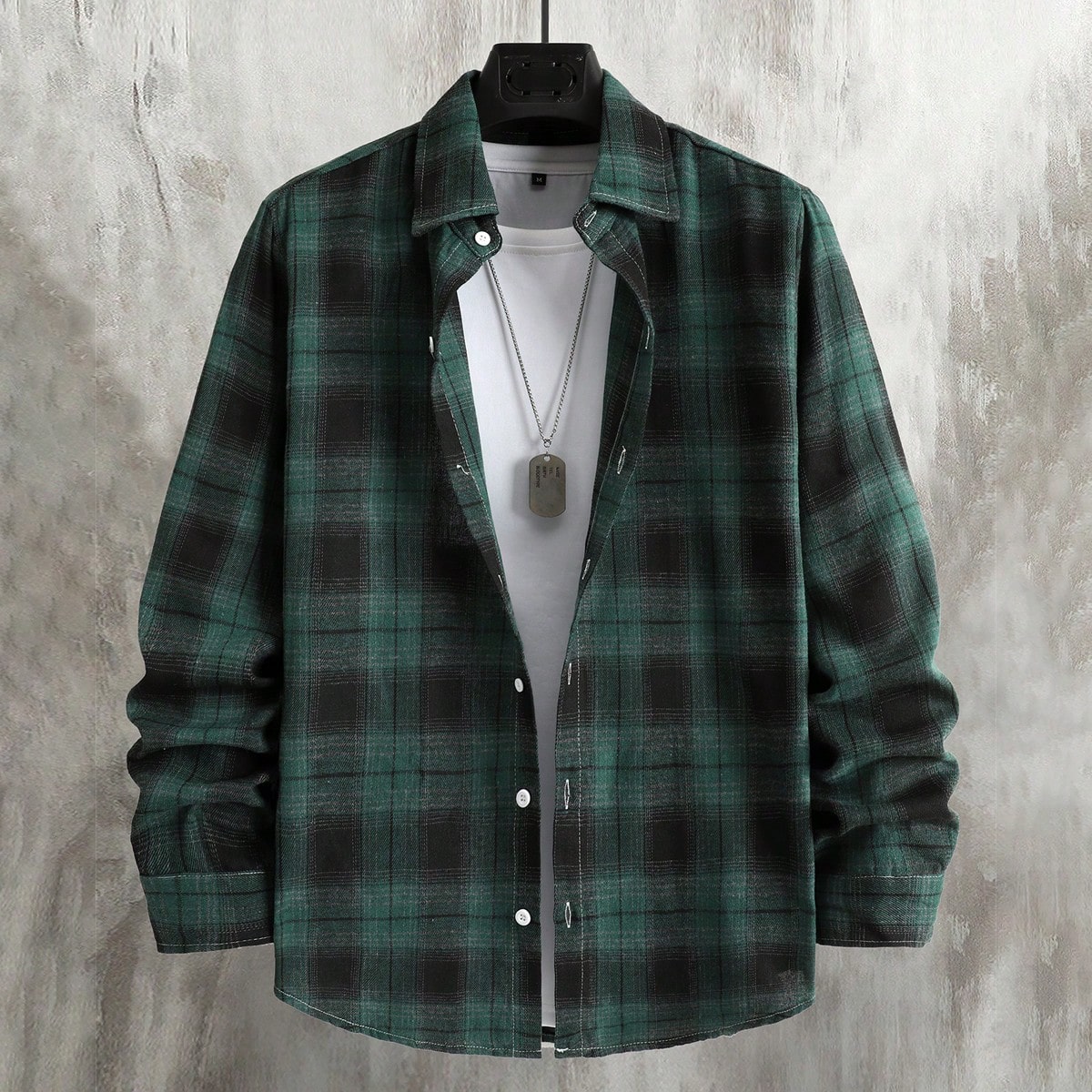 Camisa de manga larga con botones y estampado a cuadros, estilo retro y casual para hombre. Ideal para otoño, estilo grunge, uso diario, tiempo libre