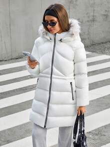 SHEIN Cottnline 女款有領連帽衣 - 白色 - 查看 6