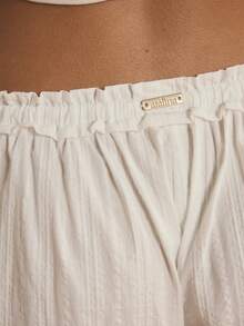 Aralina 圣诞感恩节睡衣女装两件套，包括一件长袖荷叶边蕾丝细节纽扣上衣（可系带）和一条宽松长裤，配套睡衣，可爱睡衣，冬季服装 - 白色 - 查看 7