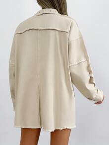 Cottnline 100 % bomull, nitdetalj, ficklock och råa detaljer i denim - Beige - Visa 2