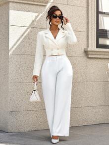 SOLERSUN Women's Fashionable And Elegant High Street Stand-Up Collar Waist Double-Breasted Short Coat