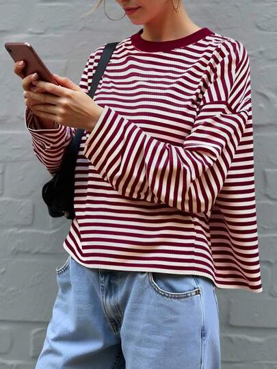 INAWLY 女士休闲条纹衬衫