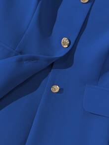 GlowEve Minimalist Solid Color Casual Business Sleeveless Fitted Women Shirt - Blue - View 4