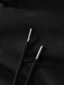 ROMWE MEN Goth Men's Loose Comfortable Casual Sports Straight Leg Sweatpants, Black - Black - View 6