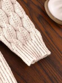 SHEIN Robe pull évasée à col montant pour bébé fille en kaki, en tricot doux convenant pour le port en extérieur et en intérieur, automne/hiver