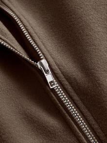 DreamSkyne Plus Size Solid Color Casual Commuter Jacket, Autumn/Winter - Brown - View 4