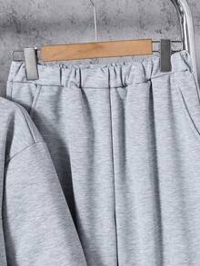 SHEIN Teenage Boys' Stand Collar Half-Zip Sweatshirt Paired With Casual Sports Pants, Comfortable Fabric, Versatile For Outdoor And Indoor Wear - Grey - View 4