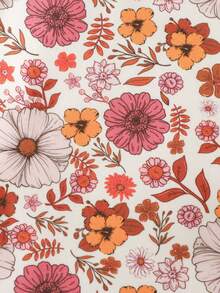 Cozy Pixies Baby Girl Floral Print Knit Soft Crew Neck Long Sleeve Top And Elastic Waist Leggings 2-Piece Pajama Set Snug Fit - Multicolor - View 3