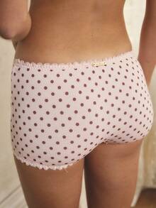 Aralina Women's 2pcs Polka Dot Lace Trim Detail V Neck Bralette With Rosette Trim With Matching Lace Trim Shortie Lingerie Vacation Outfits Women Two Pieces Set - Multicolor - View 10