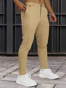 Manfinity Homme 男士純色西褲，側口袋式，不帶腰帶