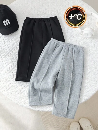 女婴休闲纯色针织羊毛松紧腰裤，适合秋冬季