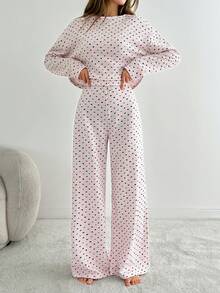 EURMUSE Cotton 2Pcs Heart Printed Lounge Set - Multicolor - View 3