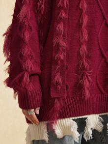 Easelle Suéter holgado y casual de mujer con diseño 2 en 1 y bufanda - Burdeos - Ver 8